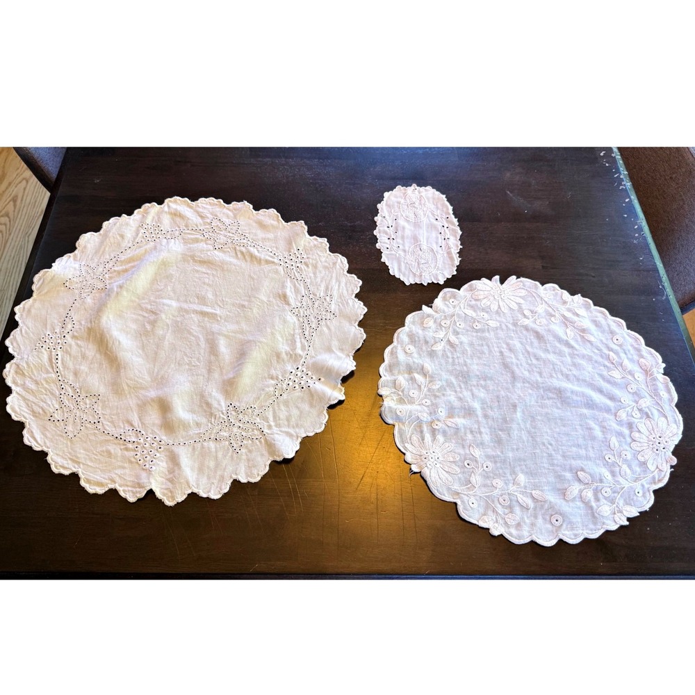 Antique Lace Doilies - Lot of 3, Estate Linens, Various Eras